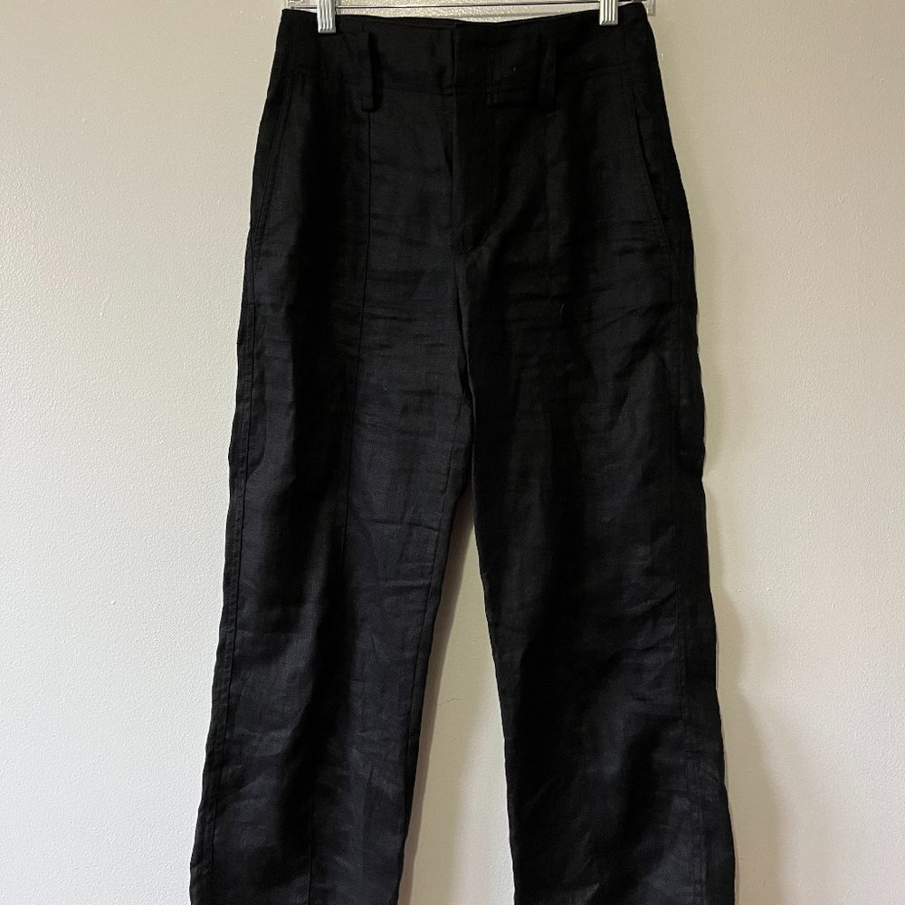 Mango High Waisted Linen Crop Pants